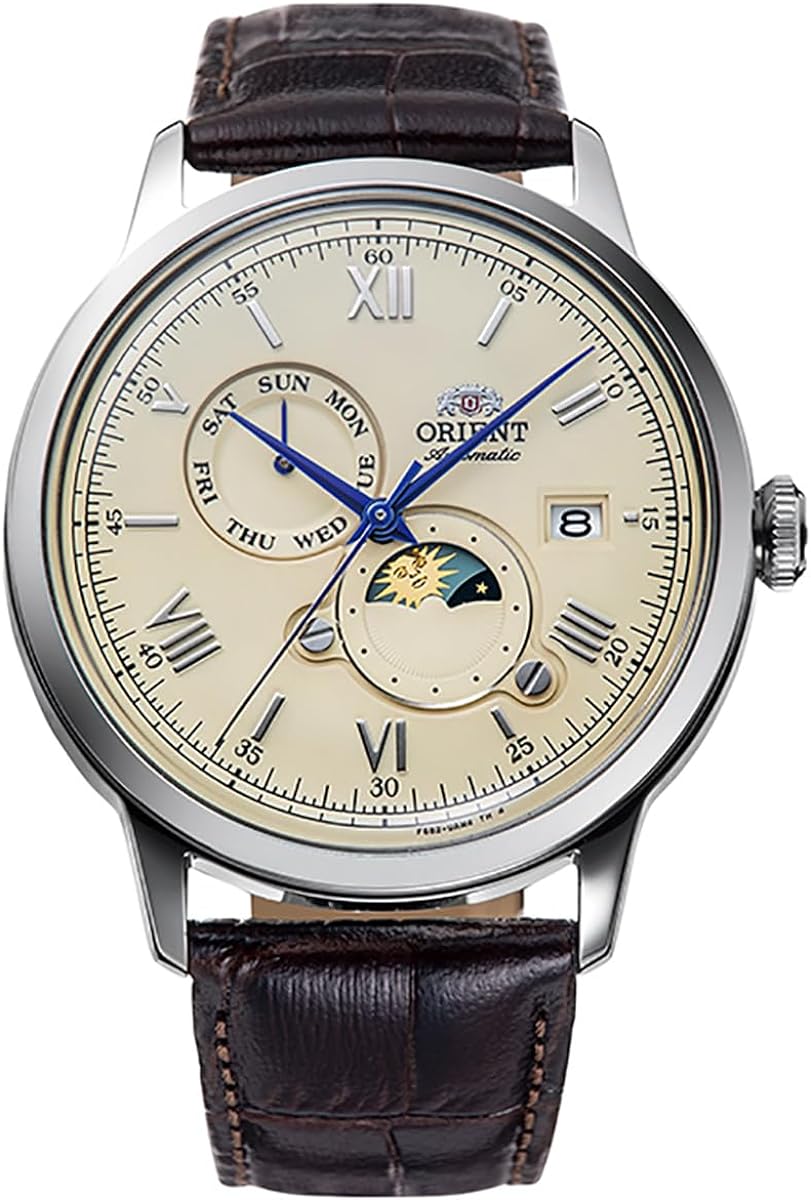 Reloj automático ORIENT Bambino SUN & MOON RN-AK0803Y con diseño clásico
