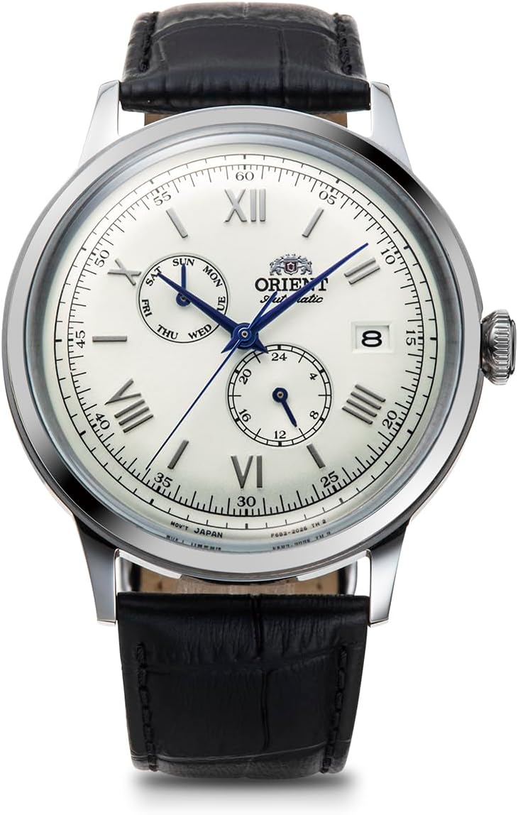 Reloj automático ORIENT Bambino RN-AK0701S con esfera blanca y detalles en plata.