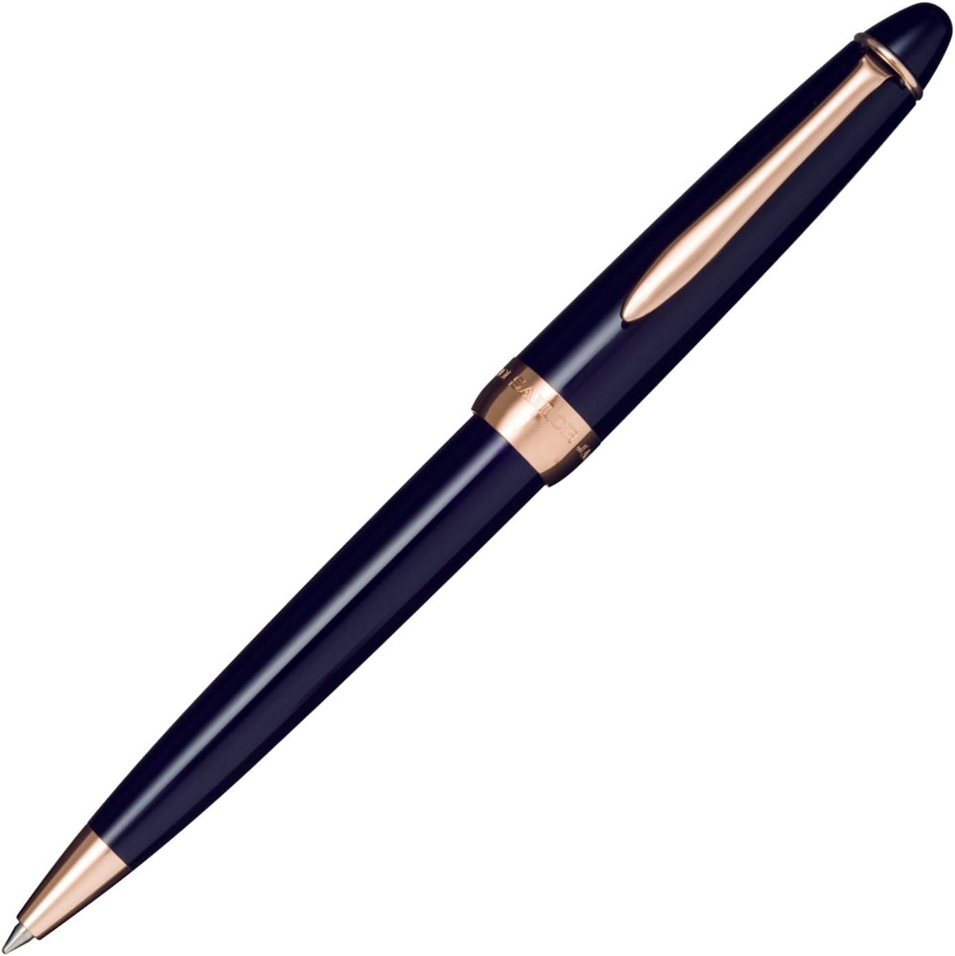 Pluma Sailor Facine 0.7mm en color navy con acabado en oro rosa