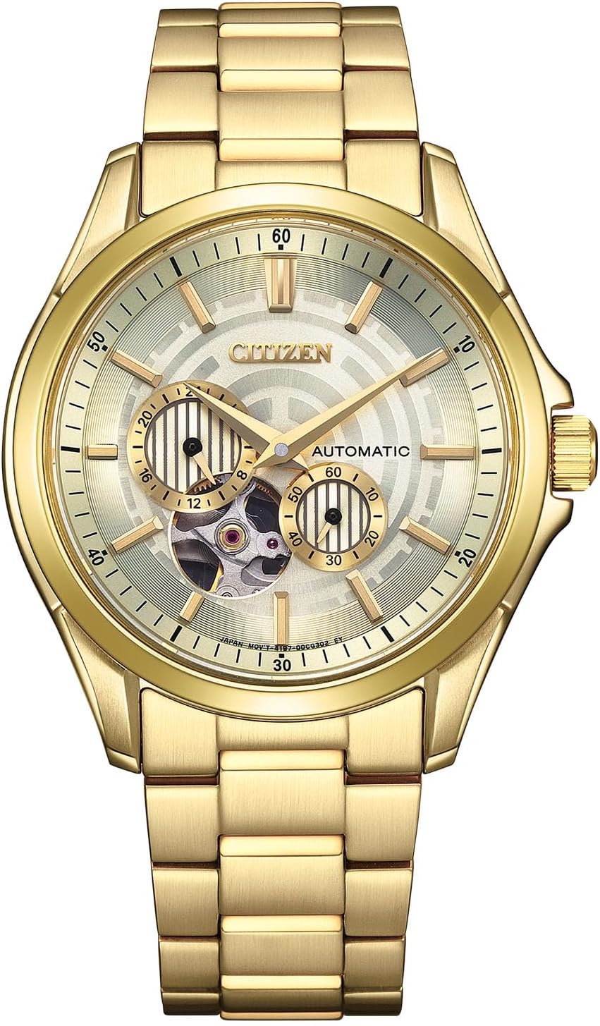 Reloj Citizen C-3PO NP1013-53P de edición limitada con diseño dorado y fondo transparente.