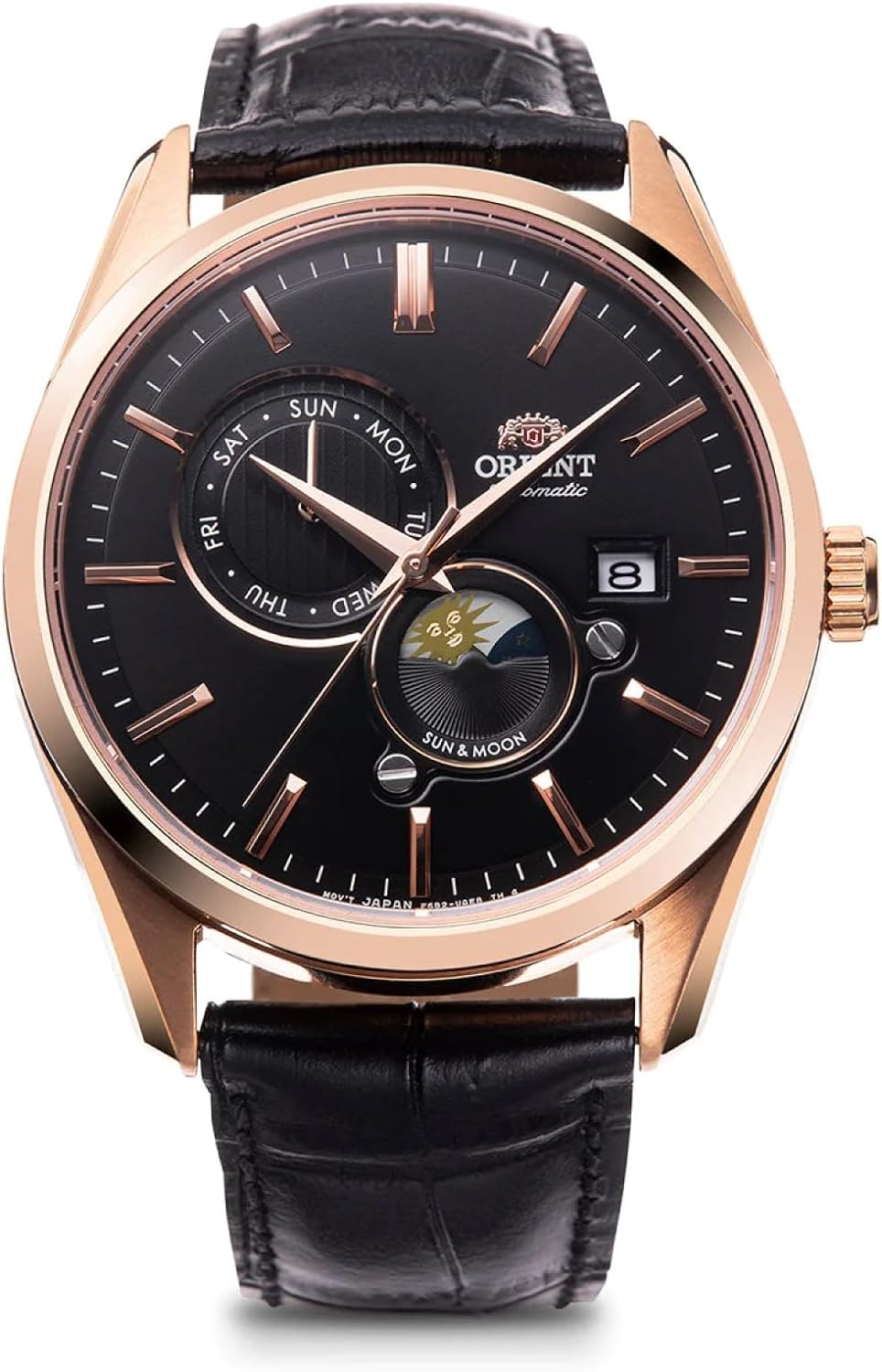 Reloj automático ORIENT RN-AK0304B con diseño Sun & Moon y cristal de zafiro.