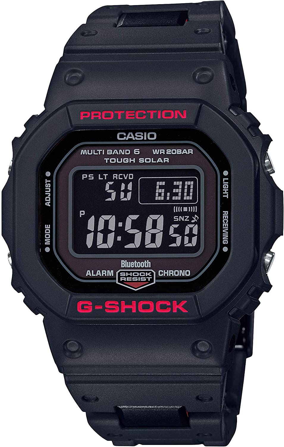 Reloj CASIO G-SHOCK GW-B5600HR-1JF con diseño resistente y tecnología avanzada.