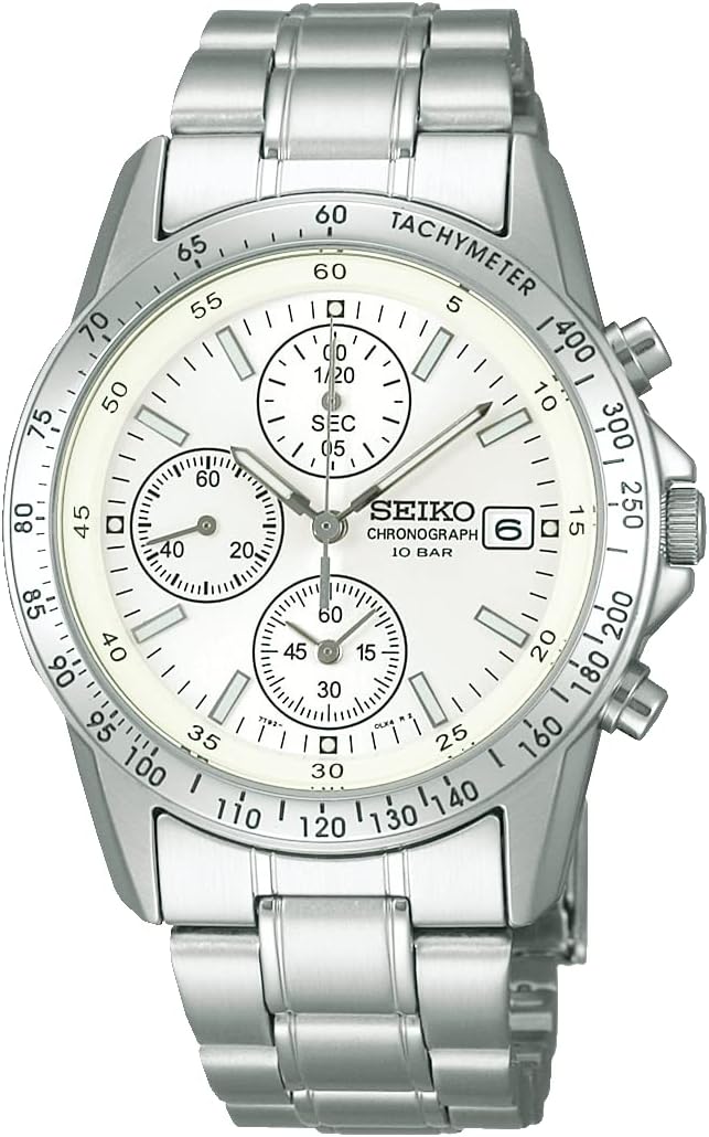 Reloj cronógrafo SEIKO SBTQ039 de acero inoxidable con cristal Hard Rex y resistencia al agua.