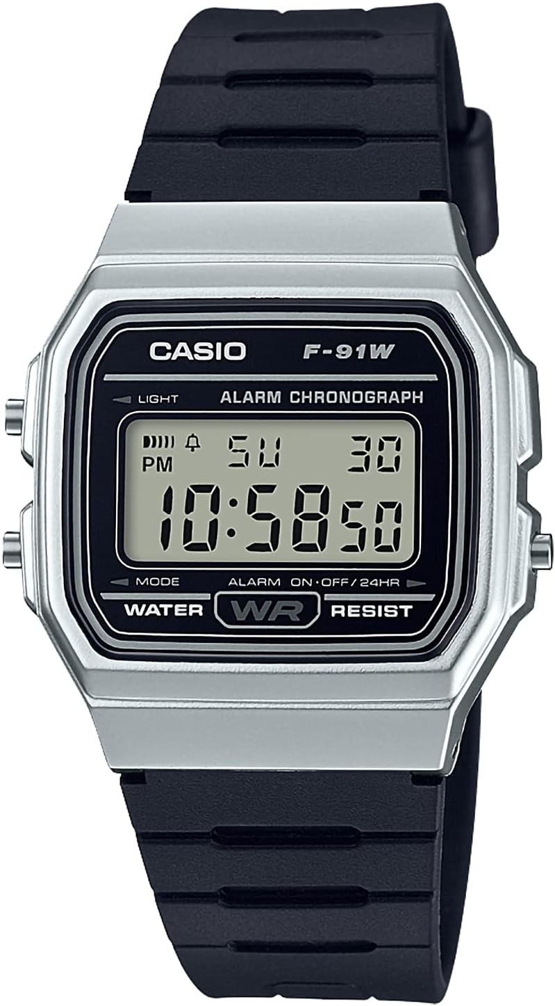 Reloj digital CASIO F-91WM-7AJH con pantalla LCD y correa de resina