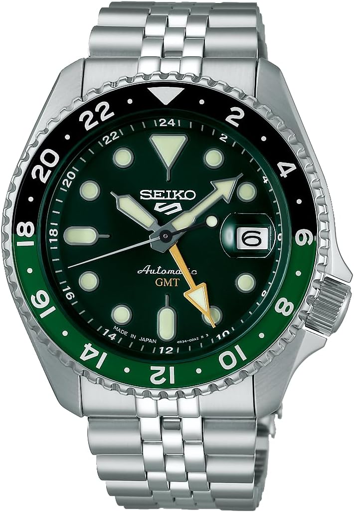 Reloj SEIKO Five Sports SKX GMT SBSC019 con dial verde y diseño elegante