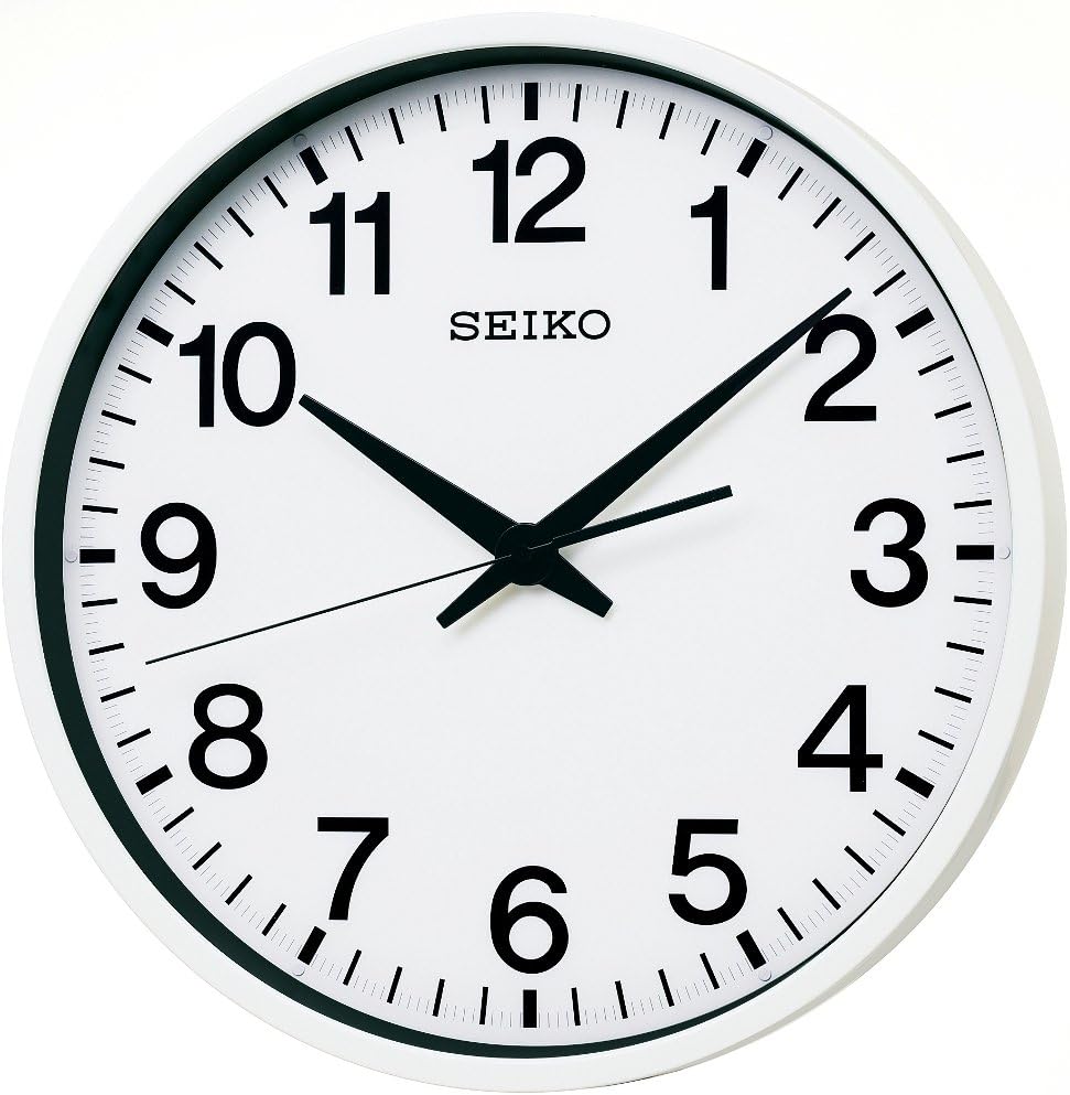 Reloj de pared Seiko GP201W con marco metálico blanco