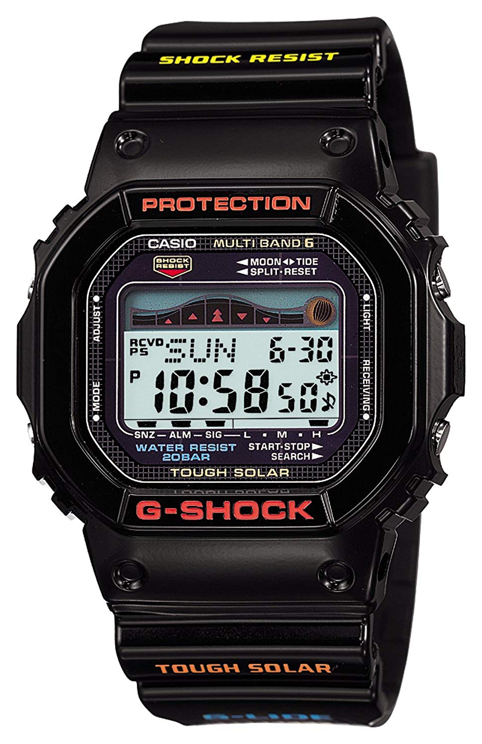 Reloj CASIO G-SHOCK G-LIDE GWX-5600-1JF en fondo blanco