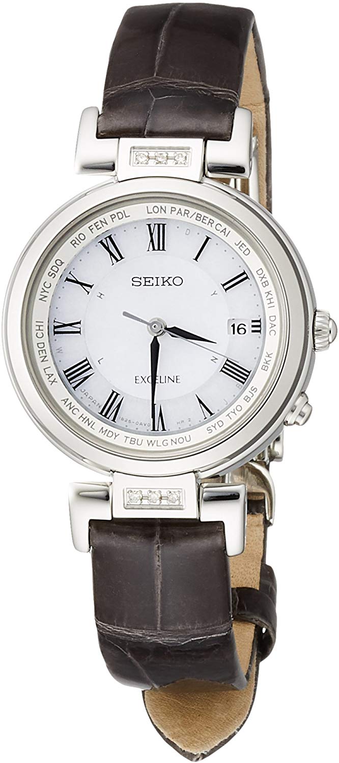 Reloj SEIKO EXCELINE SWCW109 con diamantes y esfera blanca