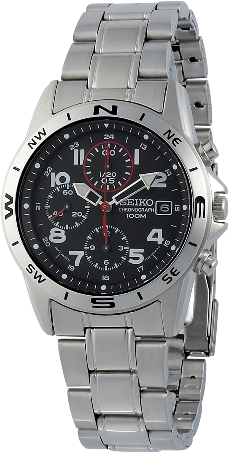 Reloj SEIKO Chronograph Silver Military SND375PC con diseño elegante y funcionalidad de cronógrafo.
