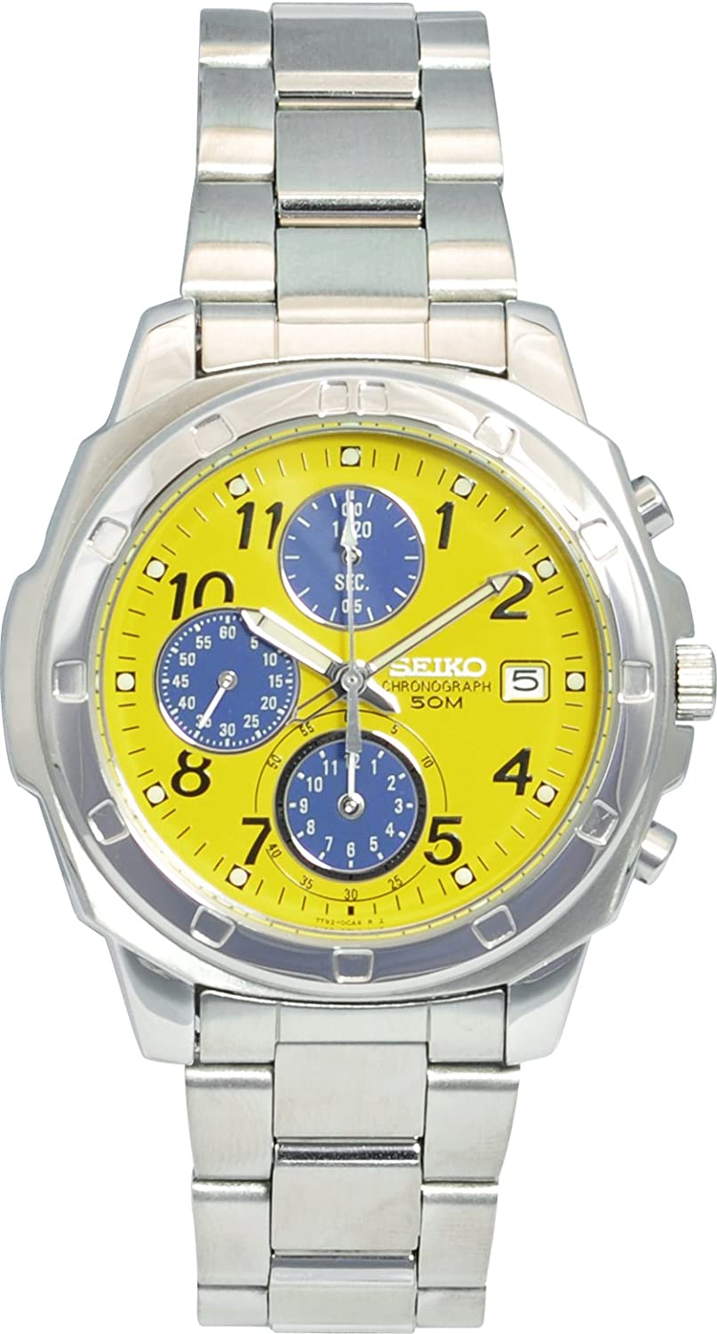 Reloj SEIKO Yellow SND409 con cronógrafo y diseño elegante