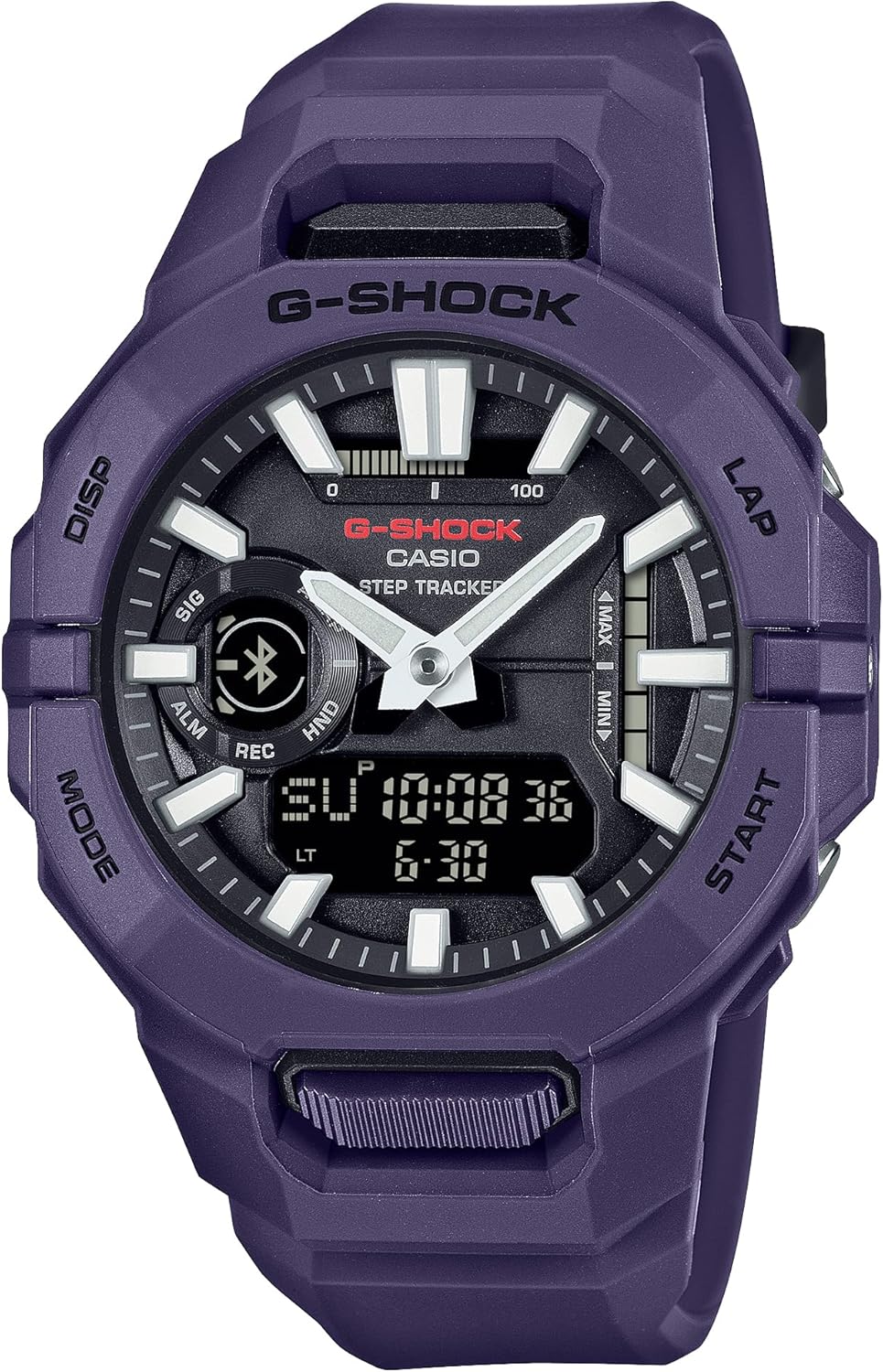 Reloj CASIO G-Shock GBA-950-2AJF en color púrpura con Bluetooth y materiales ecológicos.