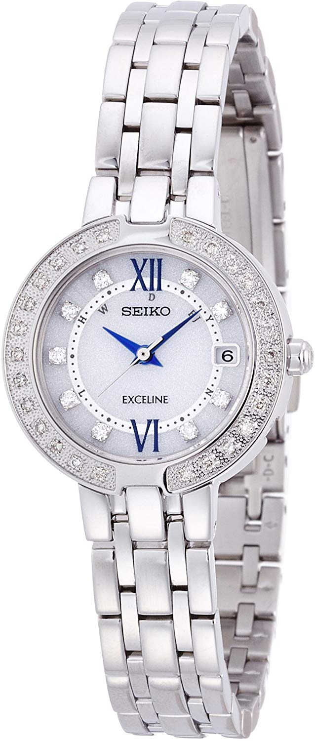 Reloj SEIKO EXCELINE Solar SWCW083 con diamantes y cristal de zafiro
