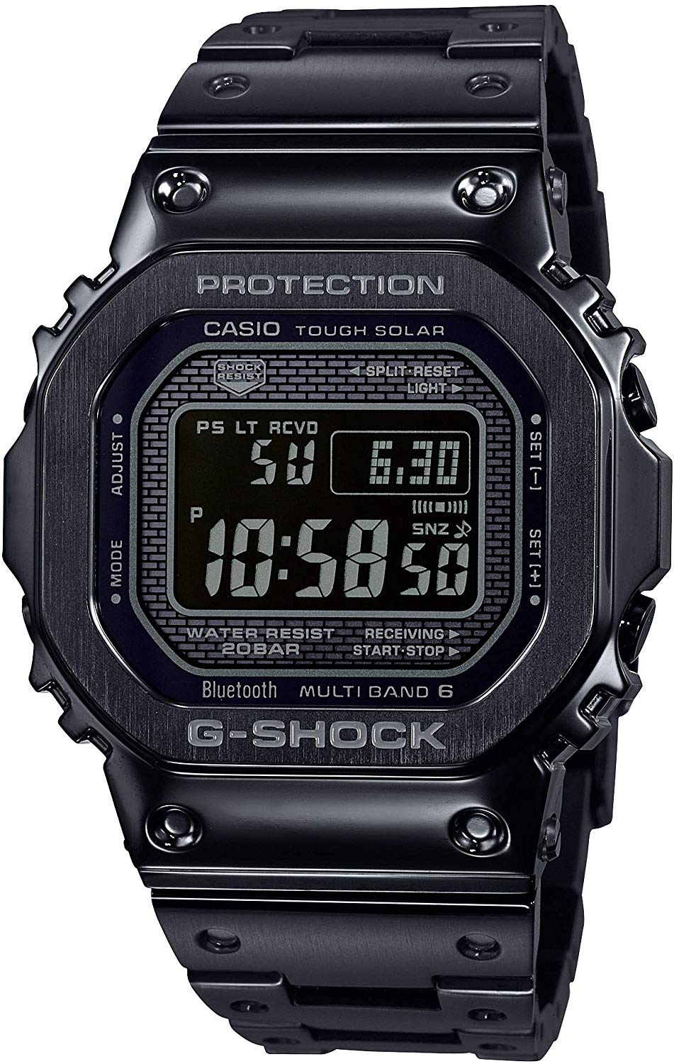 Reloj CASIO G-SHOCK GMW-B5000GD-1JF con diseño metálico y tecnología avanzada.
