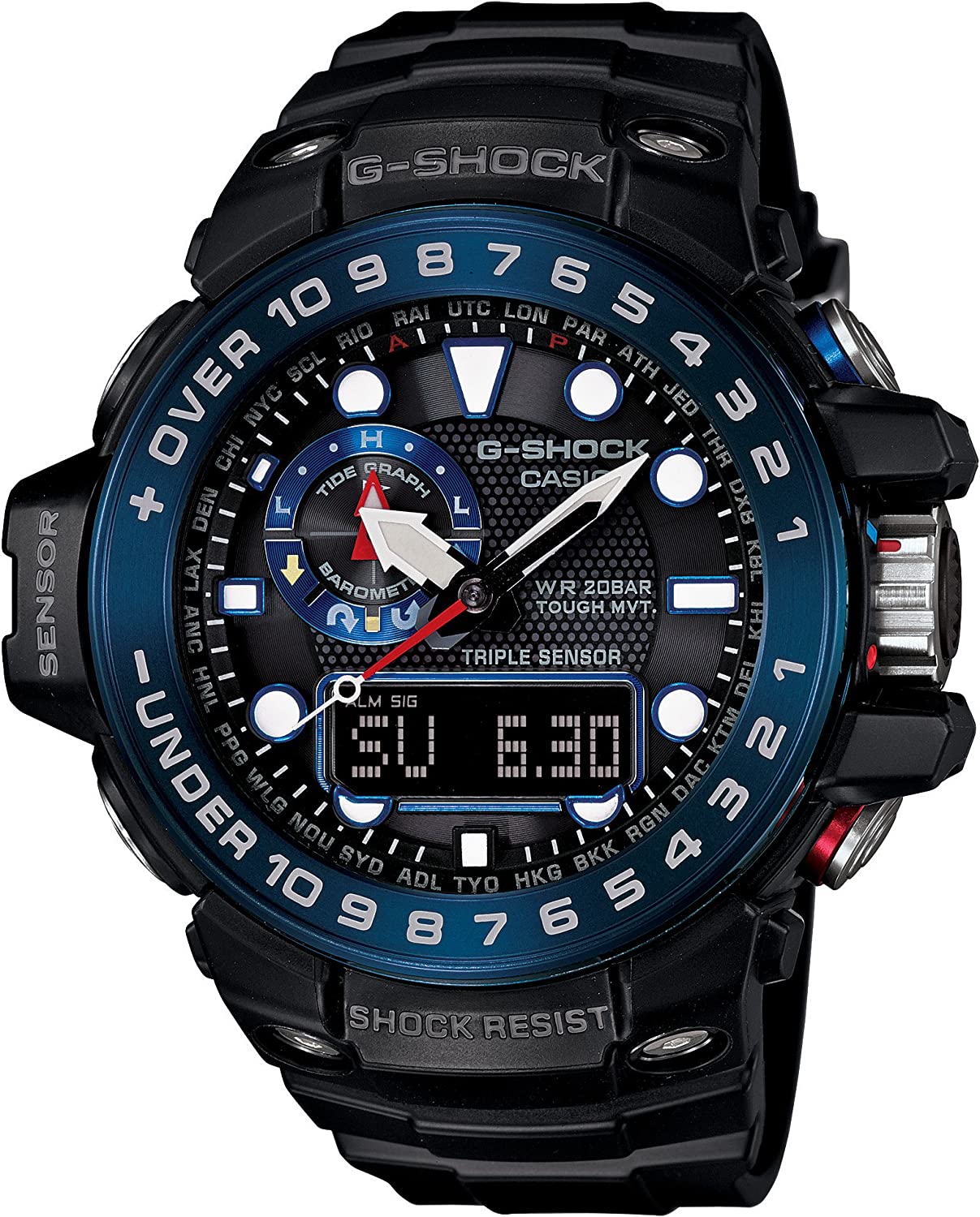 Reloj CASIO G-SHOCK GULFMASTER GWN-1000B-1BJF negro con funciones avanzadas