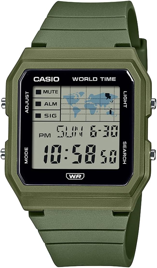 Reloj CASIO LF-30W-3AJF Unisex Verde con diseño de mapa mundial