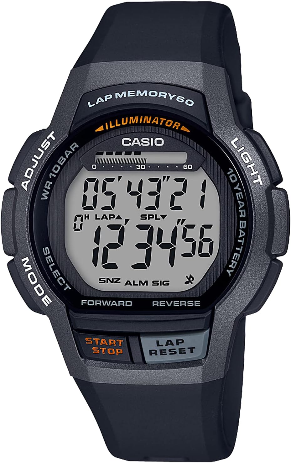 Reloj deportivo Casio WS-1000H-1AJH para hombres, resistente y funcional.