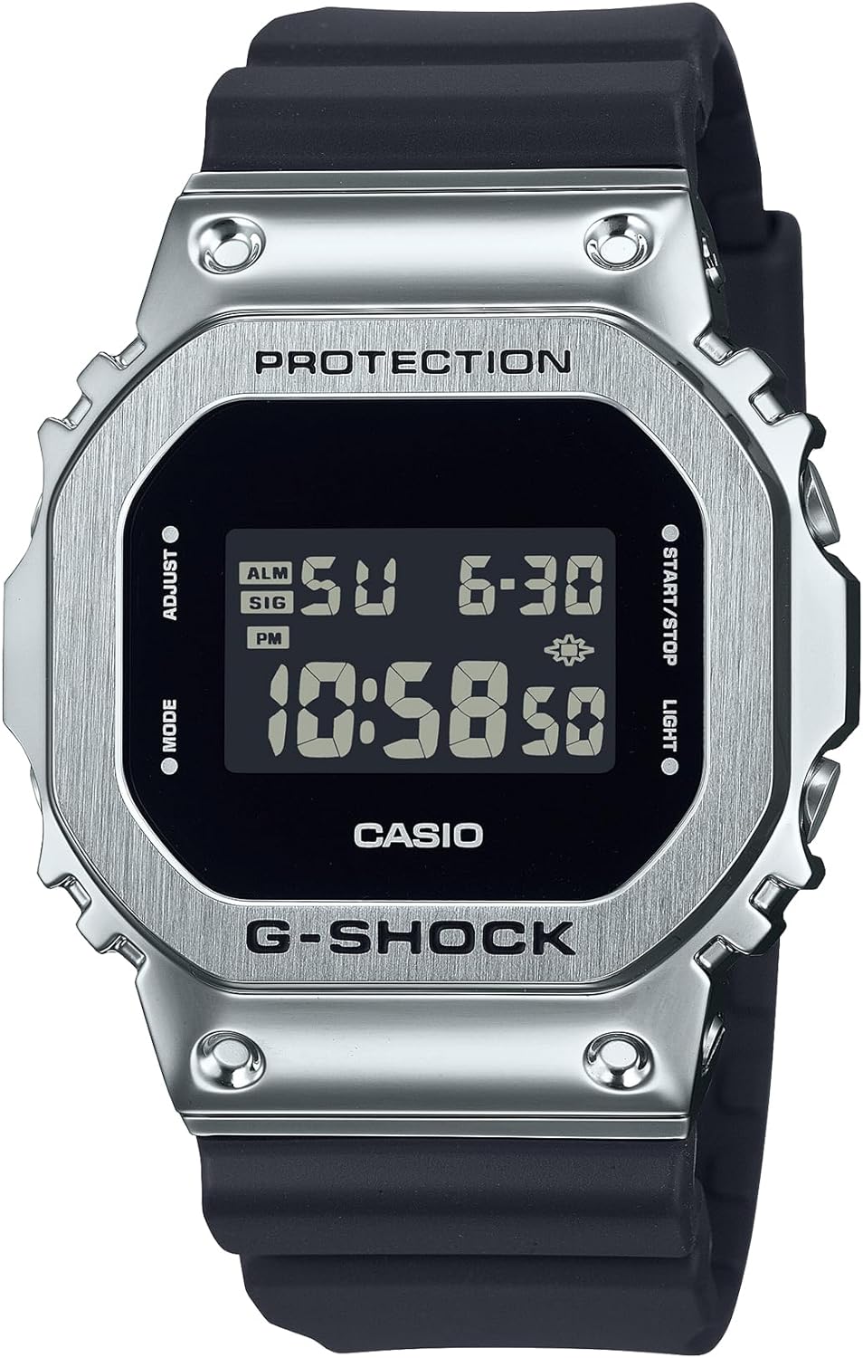Reloj CASIO G-SHOCK GM-5600U-1JF con diseño metálico y funciones avanzadas.