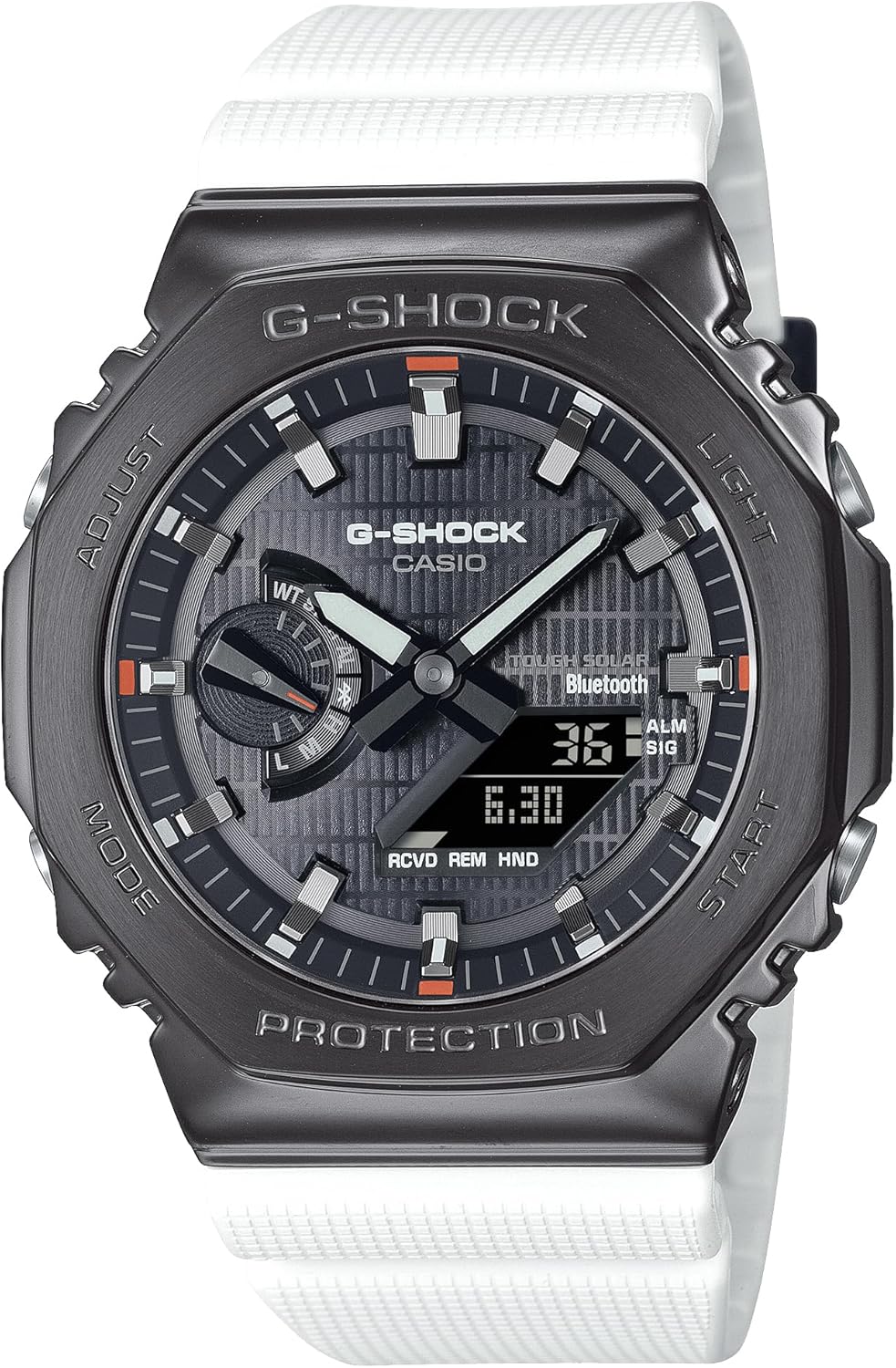 Reloj CASIO G-Shock GBM-2100B-7AJF en color blanco con diseño moderno y resistente.