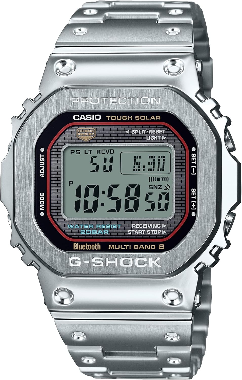 Reloj CASIO G-Shock GMW-B5000D-1CJF de acero inoxidable con Bluetooth y carga solar.