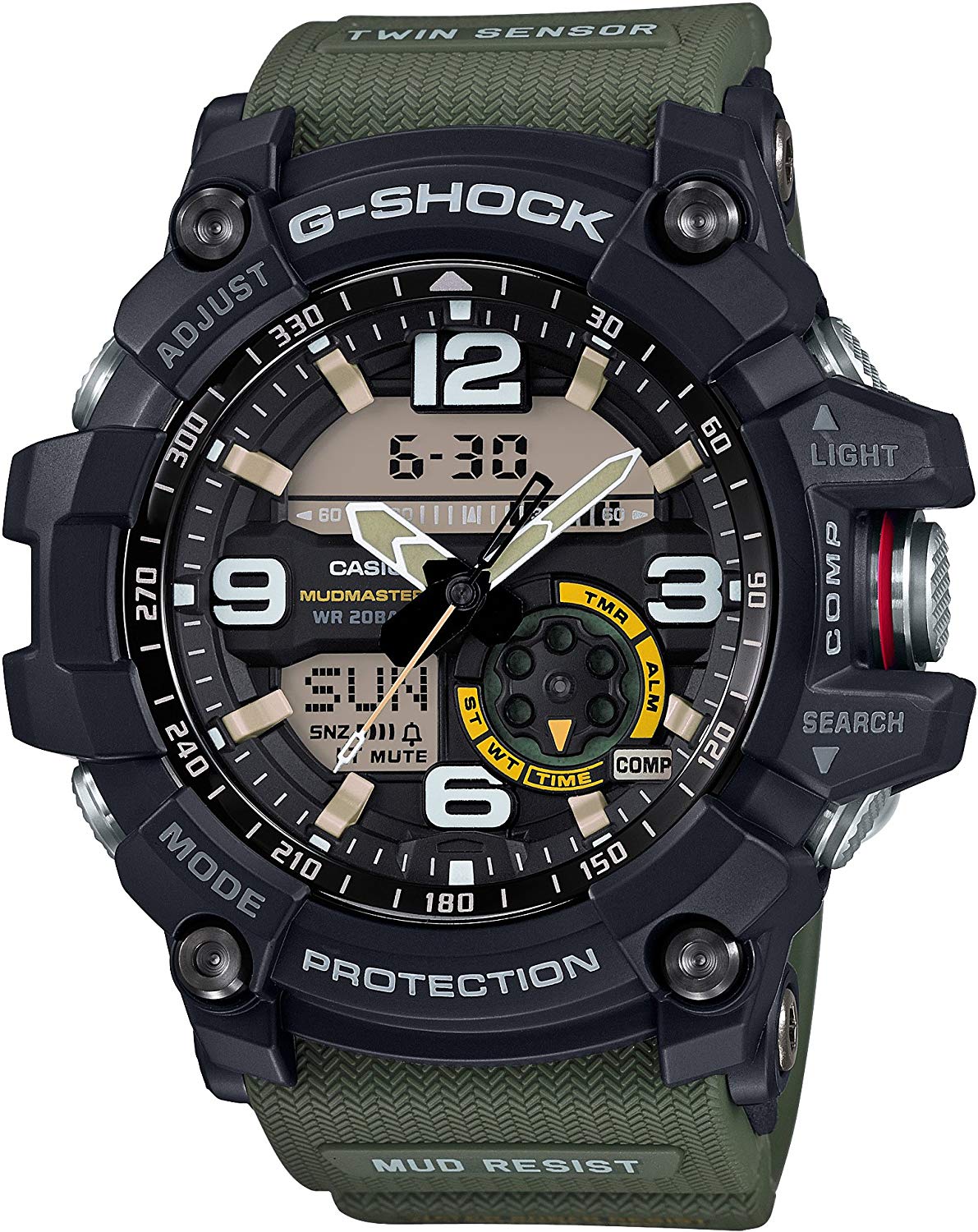 Reloj CASIO G-SHOCK MUDMASTER GG-1000-1A3JF en color verde, resistente al barro y agua.